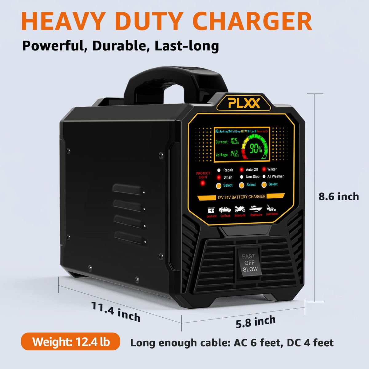 PLXX size comparison next to a standard car battery showing compact portability advantage