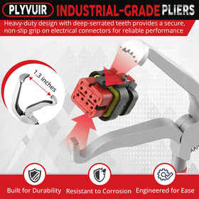 PLYVUIR dual-ended tool detail highlighting versatile angles for hard-to-reach connector access