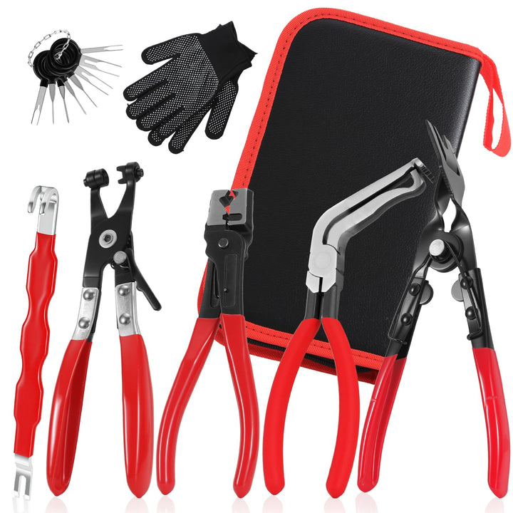 PLYVUIR front view of 7pcs kit showing organized tools and storage bag for easy transport