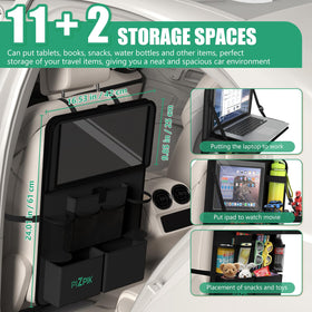 Plzpik close-up of folded tray showing Velcro stow-away and space-saving benefit