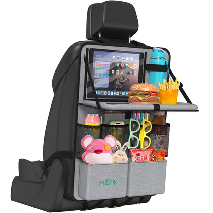 Plzpik front view of organizer showing all 11 pockets and tray benefit