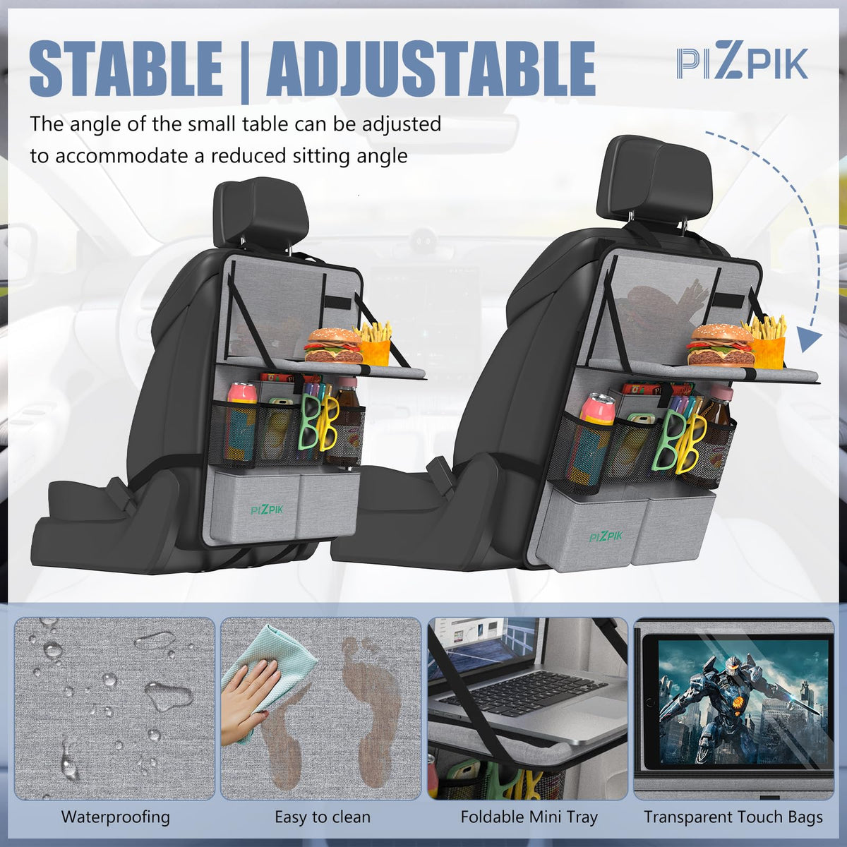 Plzpik kick mat protecting seat back from scuffs and spills benefit