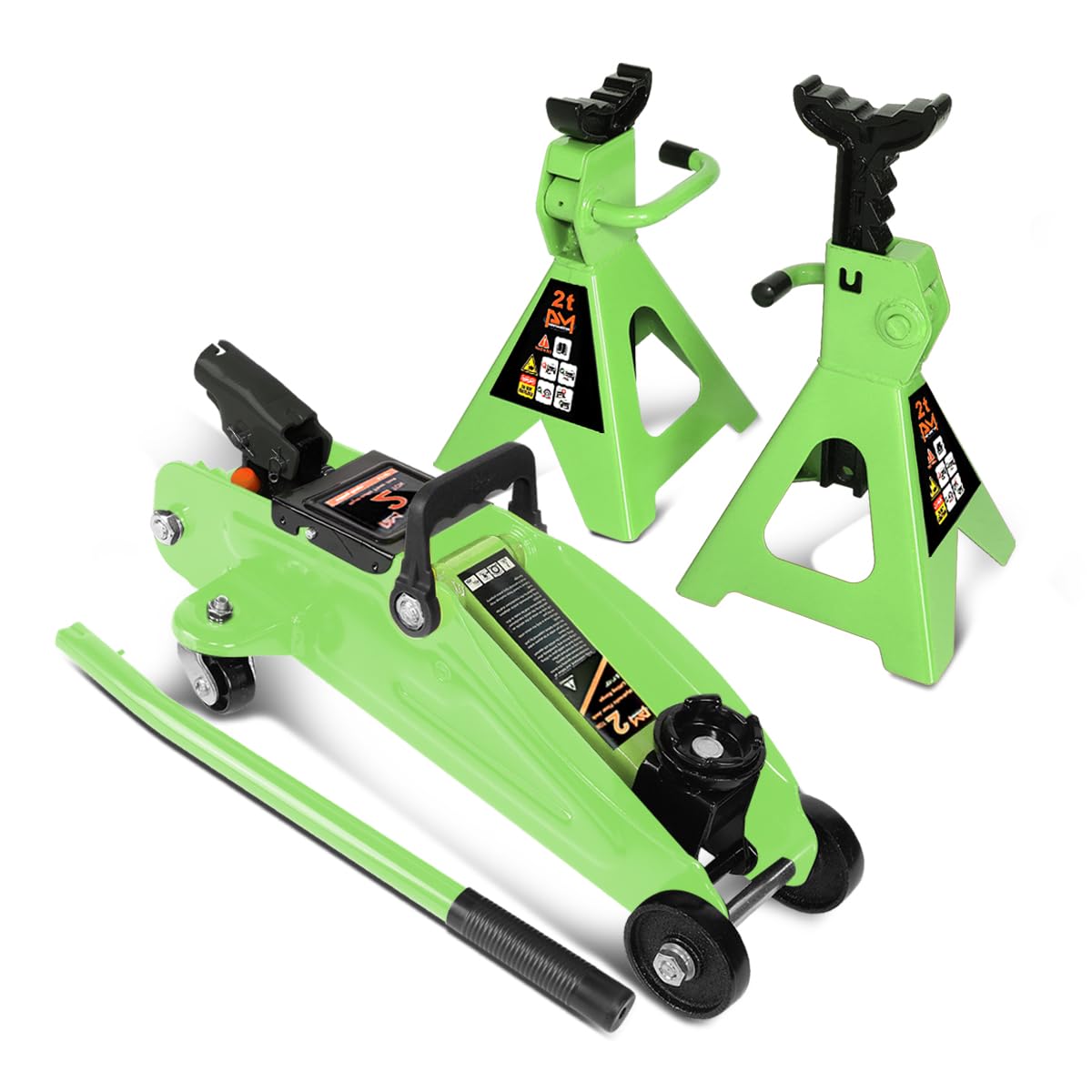 PM PERFORMOTOR front view of jack and stands showing compact kit and portability