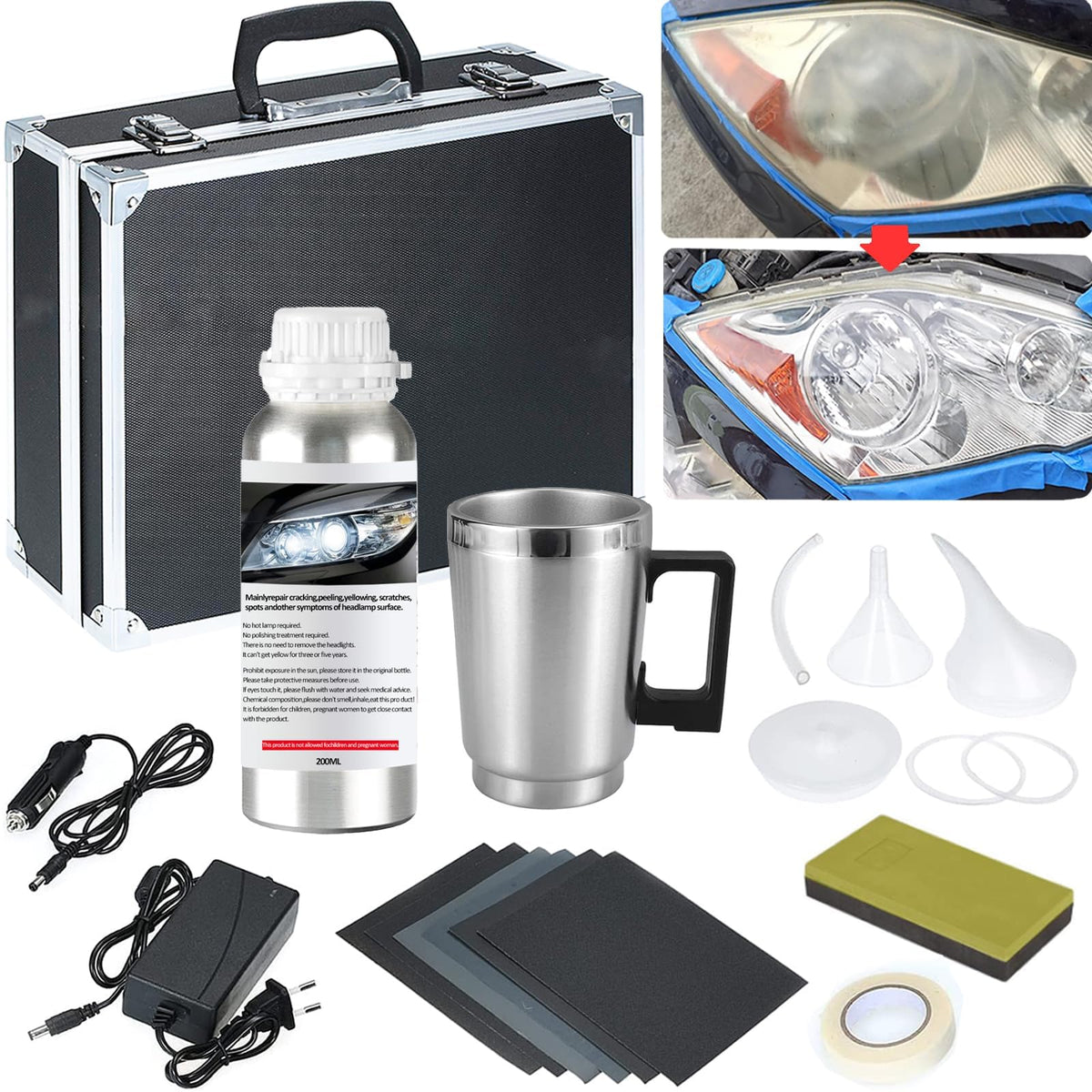 Pmbqifay front packaging showing complete headlight restoration kit for easy use