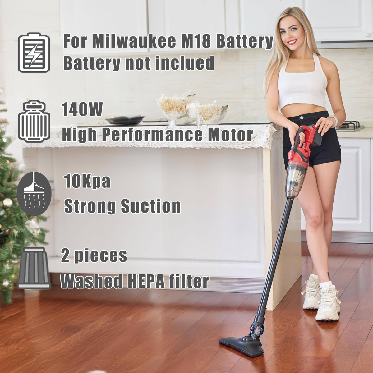 PMLYQ floor brush attached cleaning hard floor demonstrating effective pickup