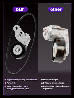 Pnkauto tensioner packaging and label showing model numbers and warranty assurance
