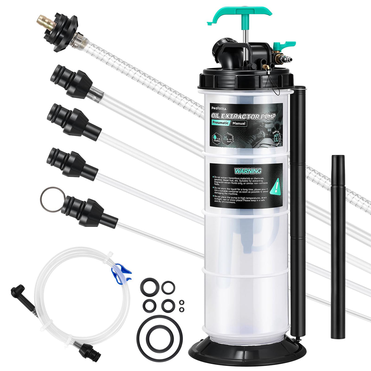 Poafamx front view showing tank and controls for fast, controlled fluid extraction