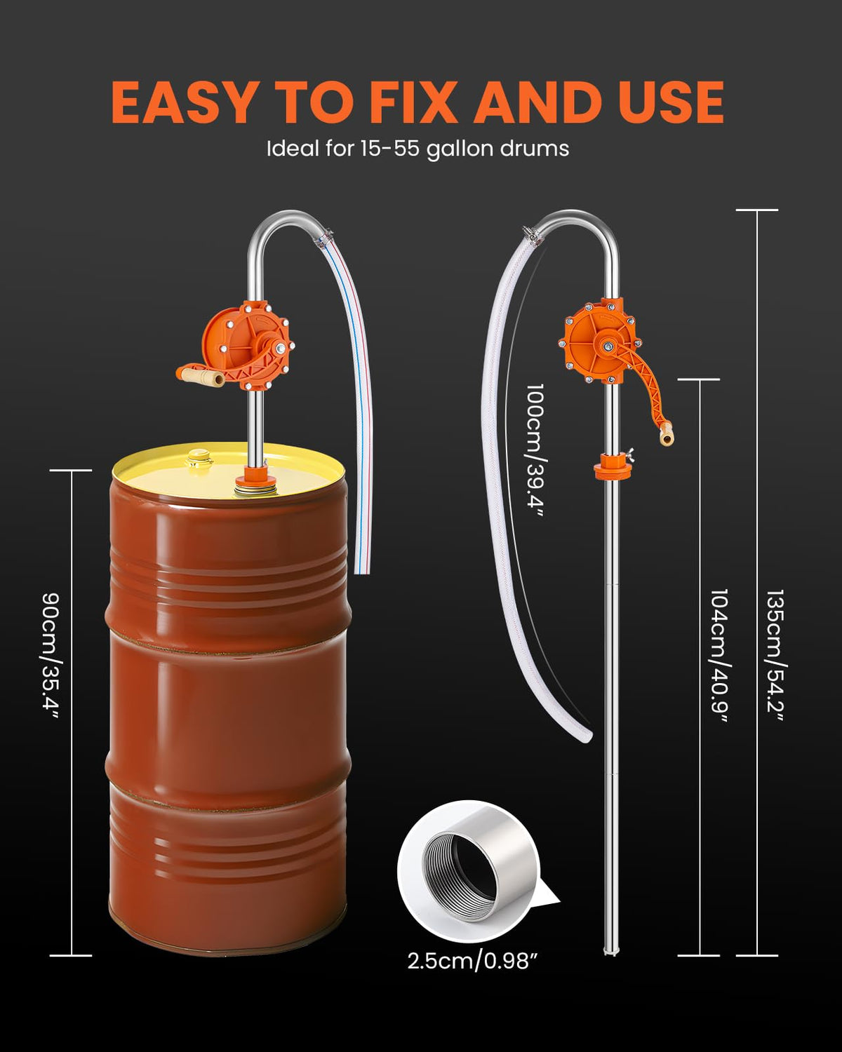 Poafamx beside ruler showing size and 54-inch reach for deep drums