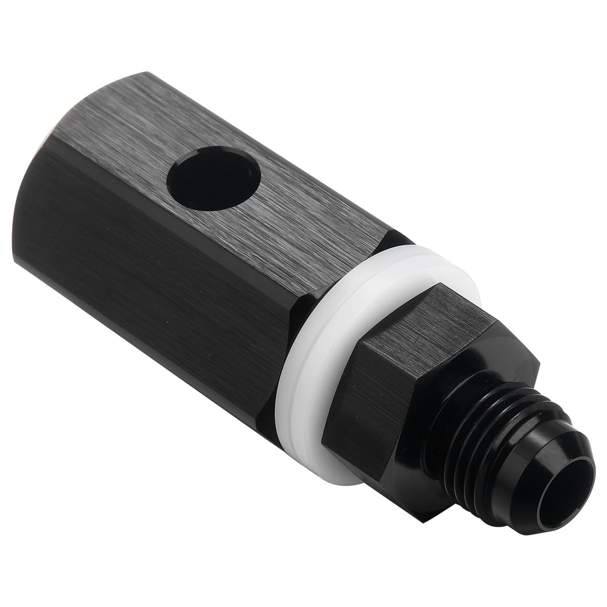 Podavelle 6AN rollover valve front view showing black finish and AN6 thread for safety