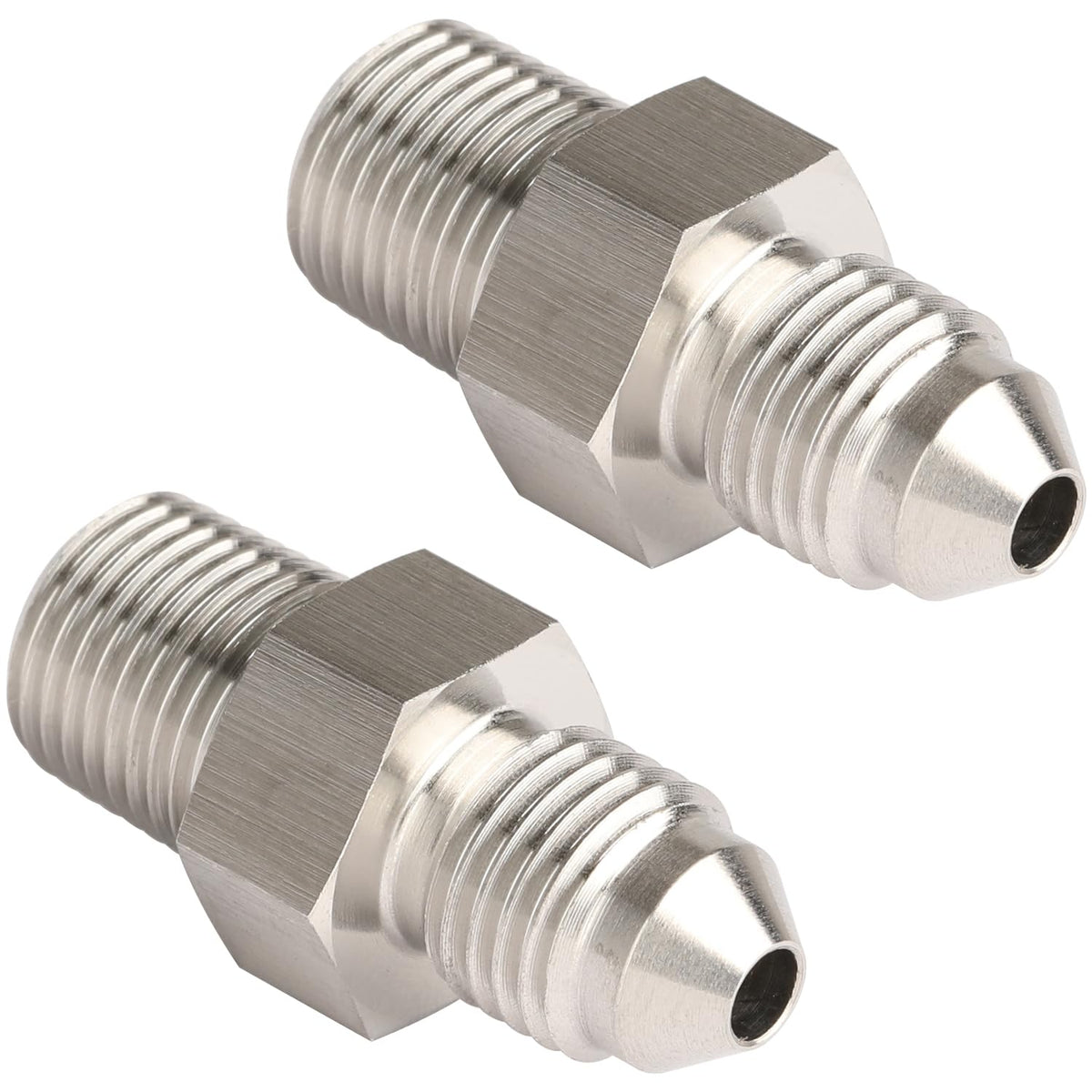 Podavelle adapter front view showing smooth stainless finish and compact design benefit corrosion resistance