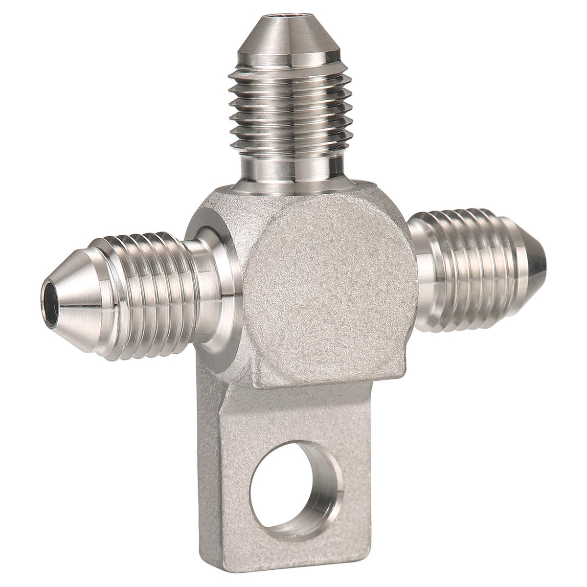 Podavelle AN3 tee block mount tab close-up highlighting durable stainless benefit