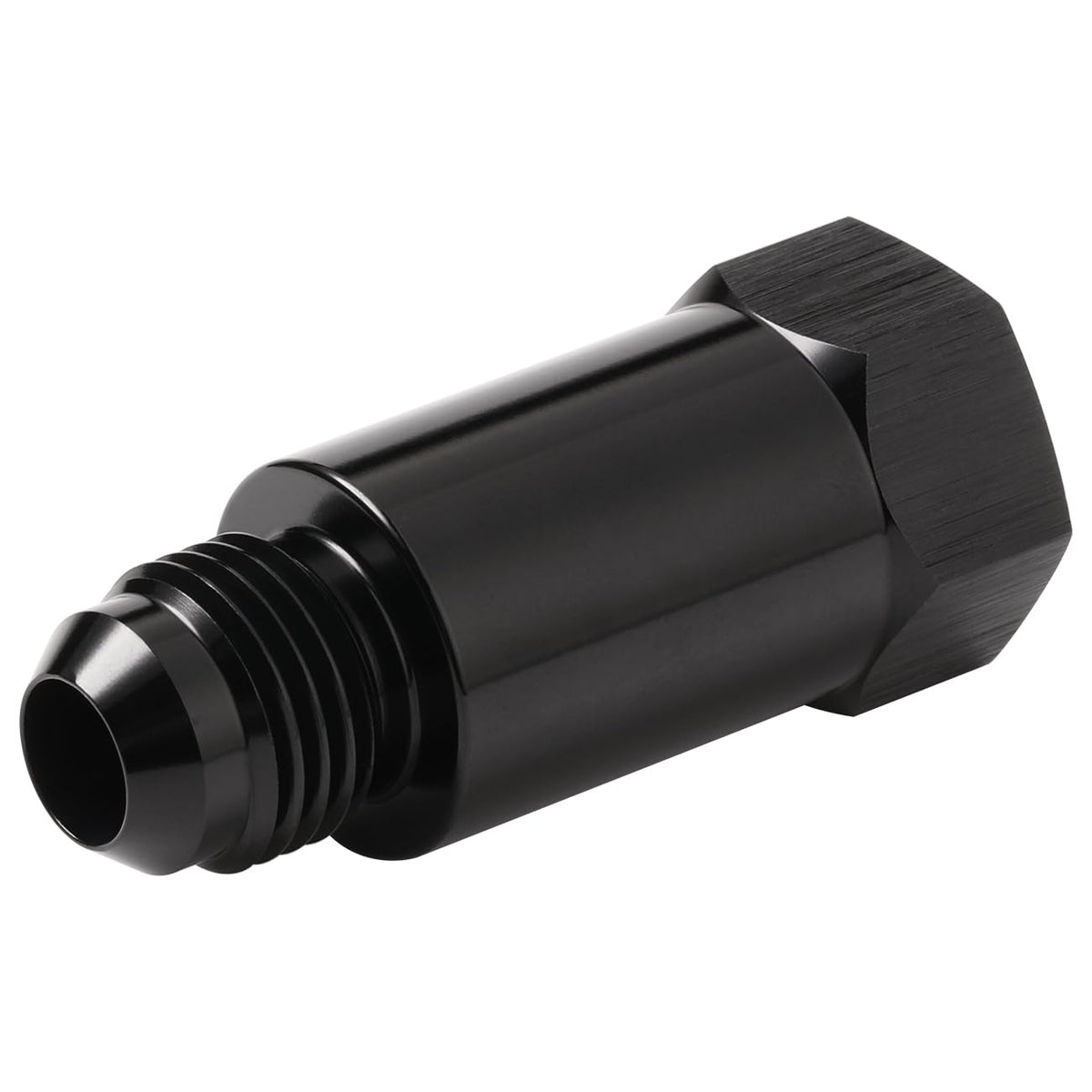 Podavelle AN6 inline valve front view showing compact anodized body and secure fittings benefit safety