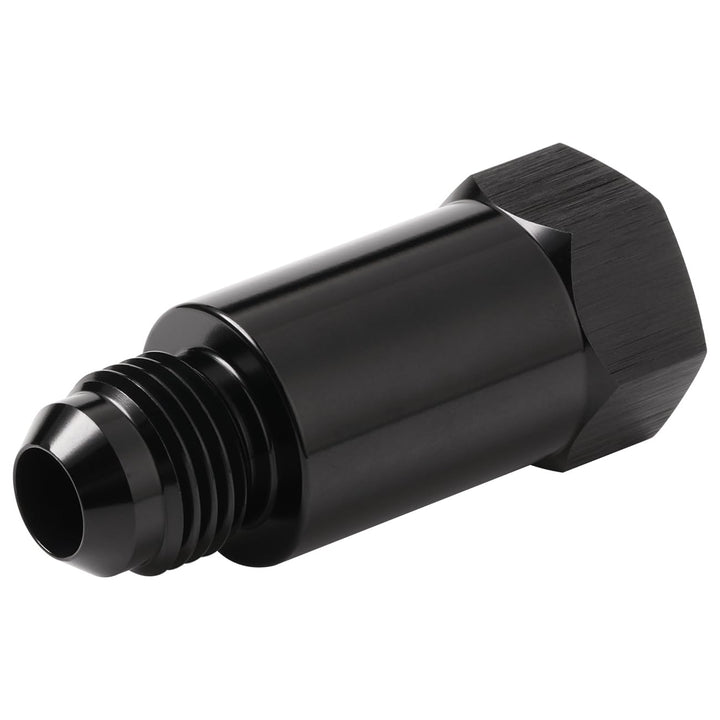 Podavelle AN6 inline valve front view showing compact anodized body and secure fittings benefit safety