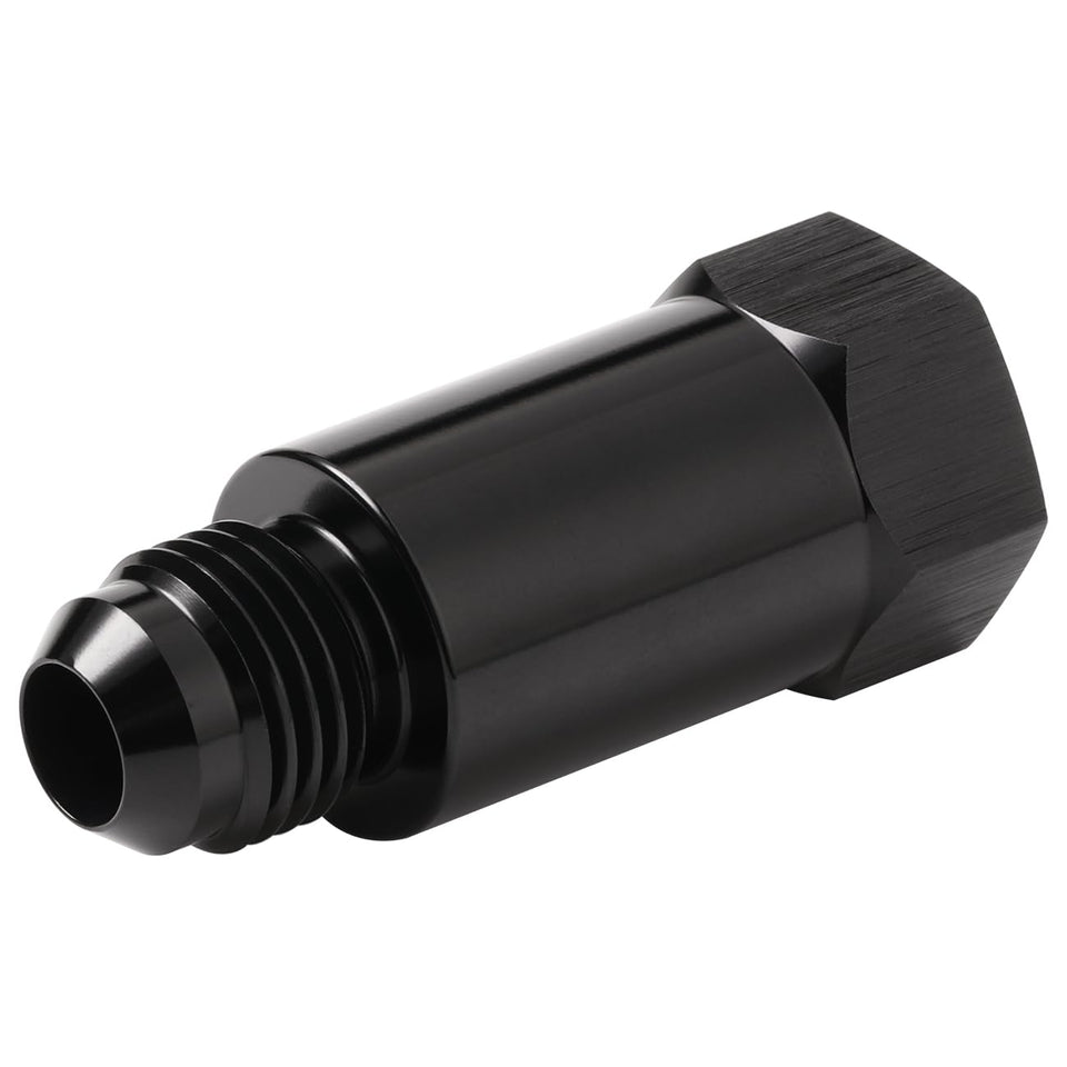 Podavelle AN6 inline valve front view showing compact anodized body and secure fittings benefit safety