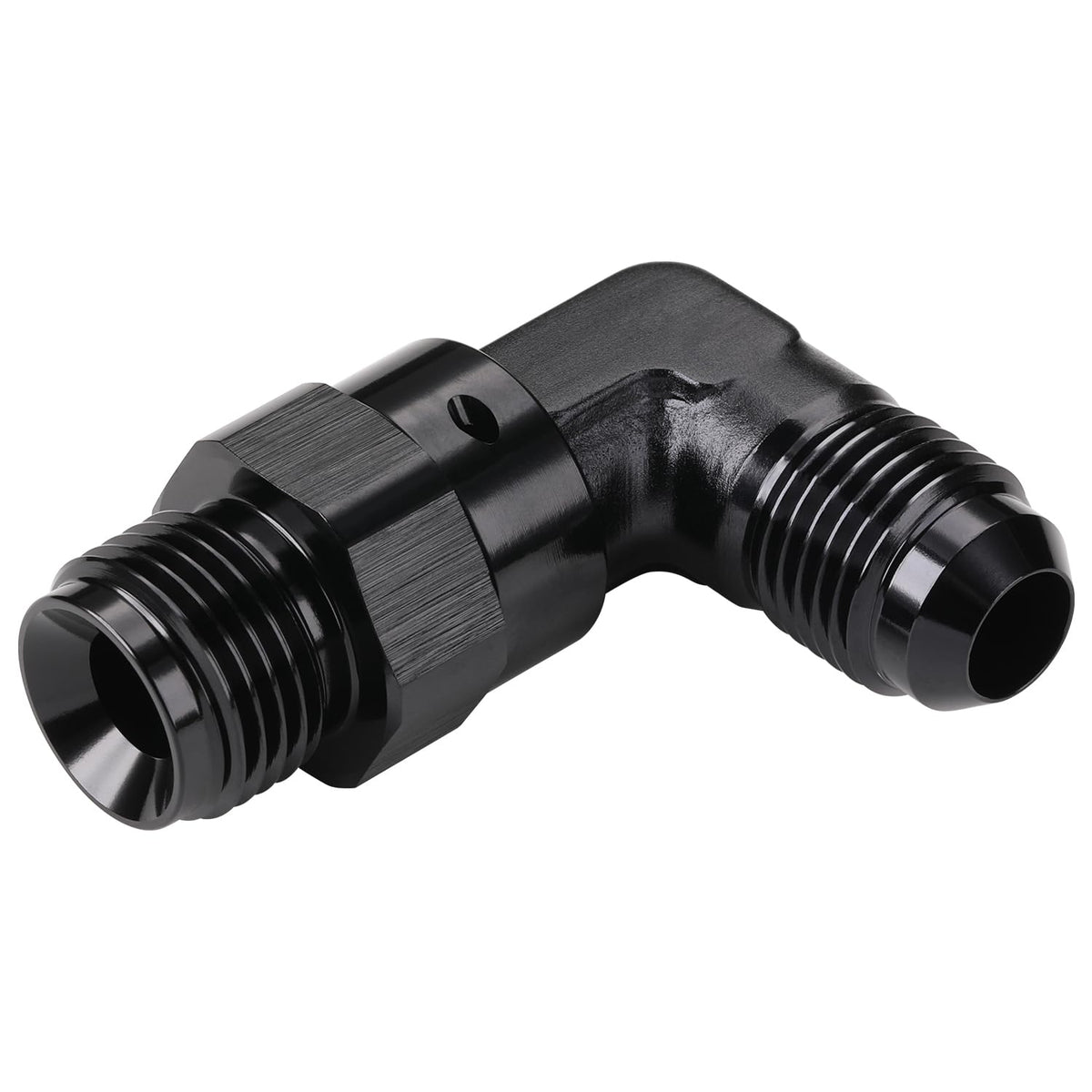 Podavelle adapter installed on power steering hose in engine bay, helps tidy routing