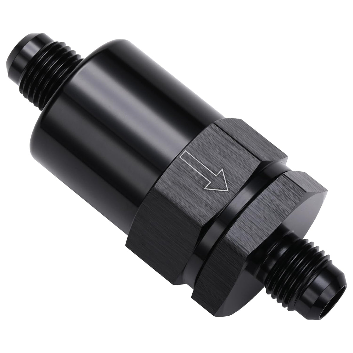 Podavelle front view of AN6 inline filter showing compact design and durable finish