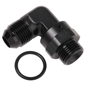 Podavelle front view of 8AN to 8AN ORB 90° adapter showing compact profile and benefits