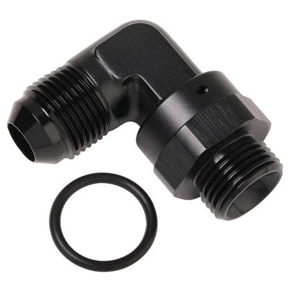 Podavelle front view of 8AN to 8AN ORB 90° adapter showing compact profile and benefits