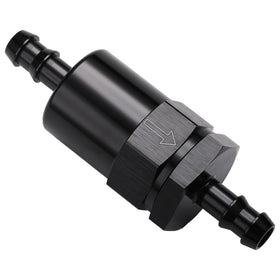 Podavelle front view of inline fuel filter shows compact housing and benefits consistent flow
