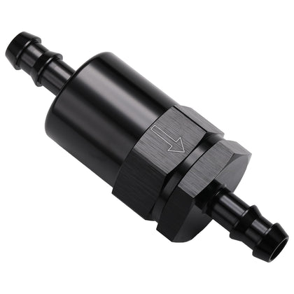 Podavelle front view of inline fuel filter shows compact housing and benefits consistent flow