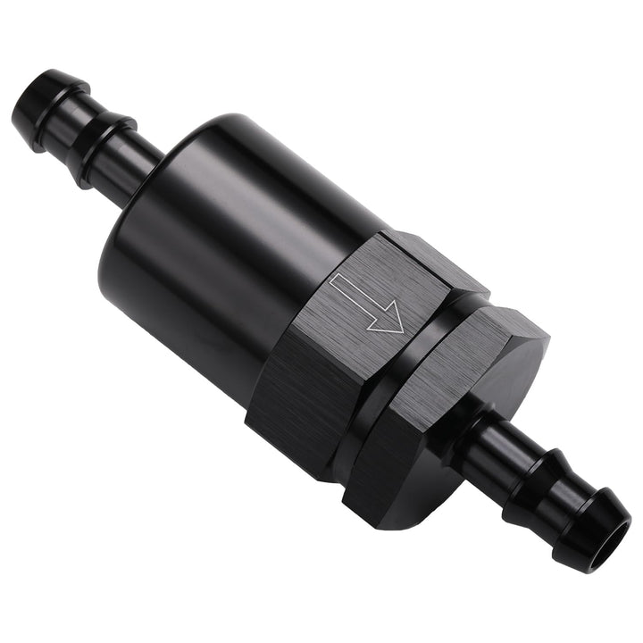 Podavelle front view of inline fuel filter shows compact housing and benefits consistent flow