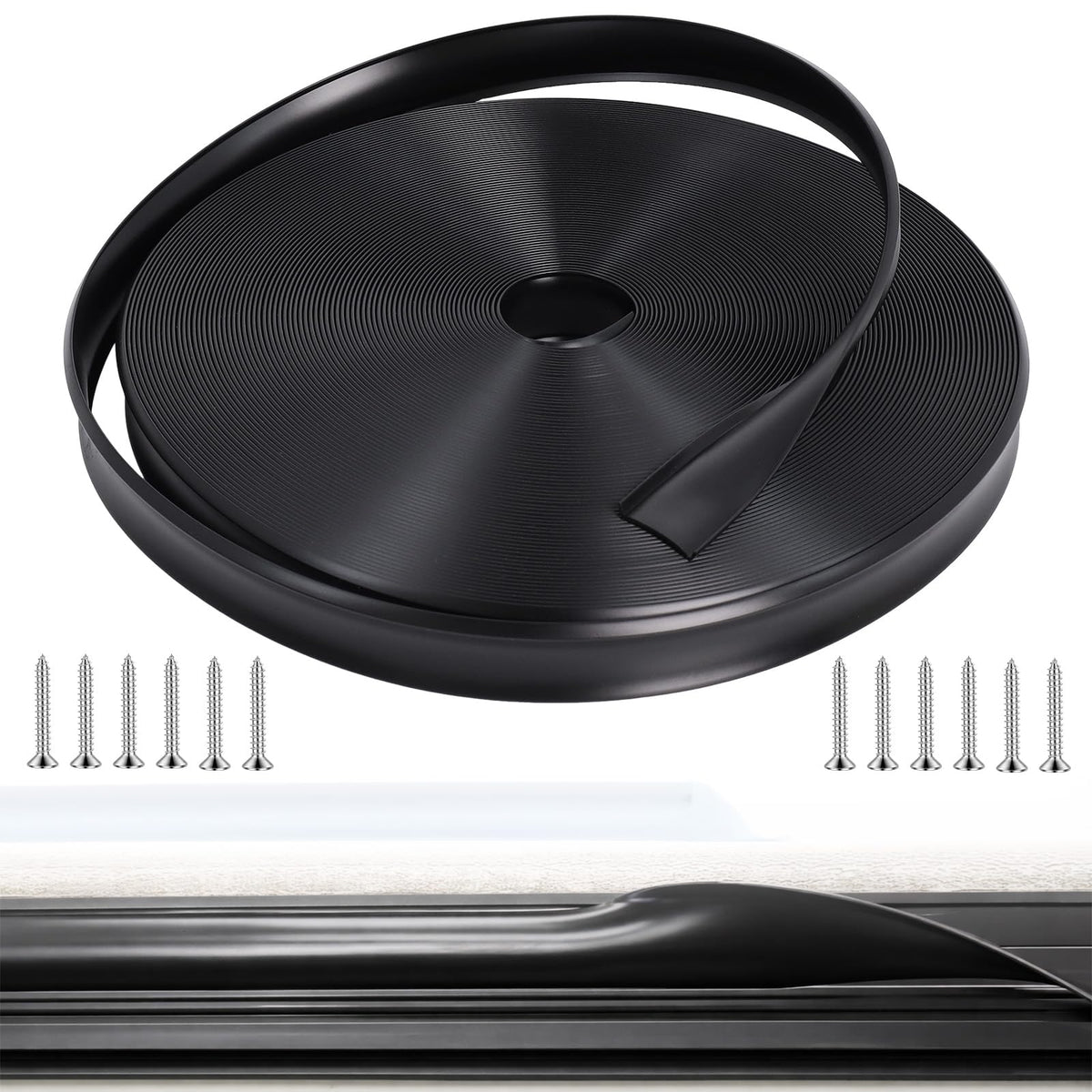 Podoy front view of 100ft roll showing neat black finish and coverage benefit