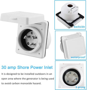 Podoy inlet box mounted on RV sidewall for safe shore power access