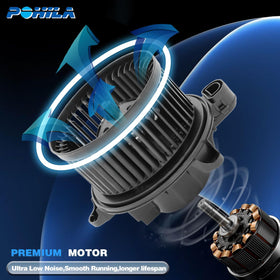 POHILA blower motor next to ruler for scale showing accurate OEM-sized dimensions