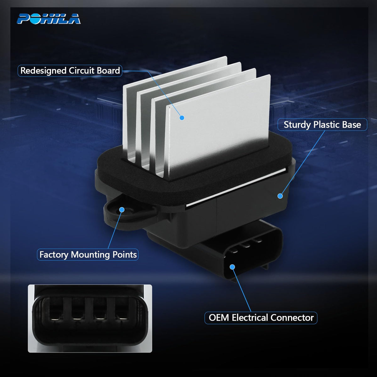 POHILA resistor heatsink detail demonstrating heat resistance for long life