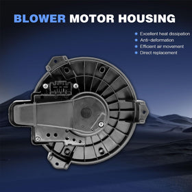 POHILA blower motor next to ruler showing compact size for fit verification