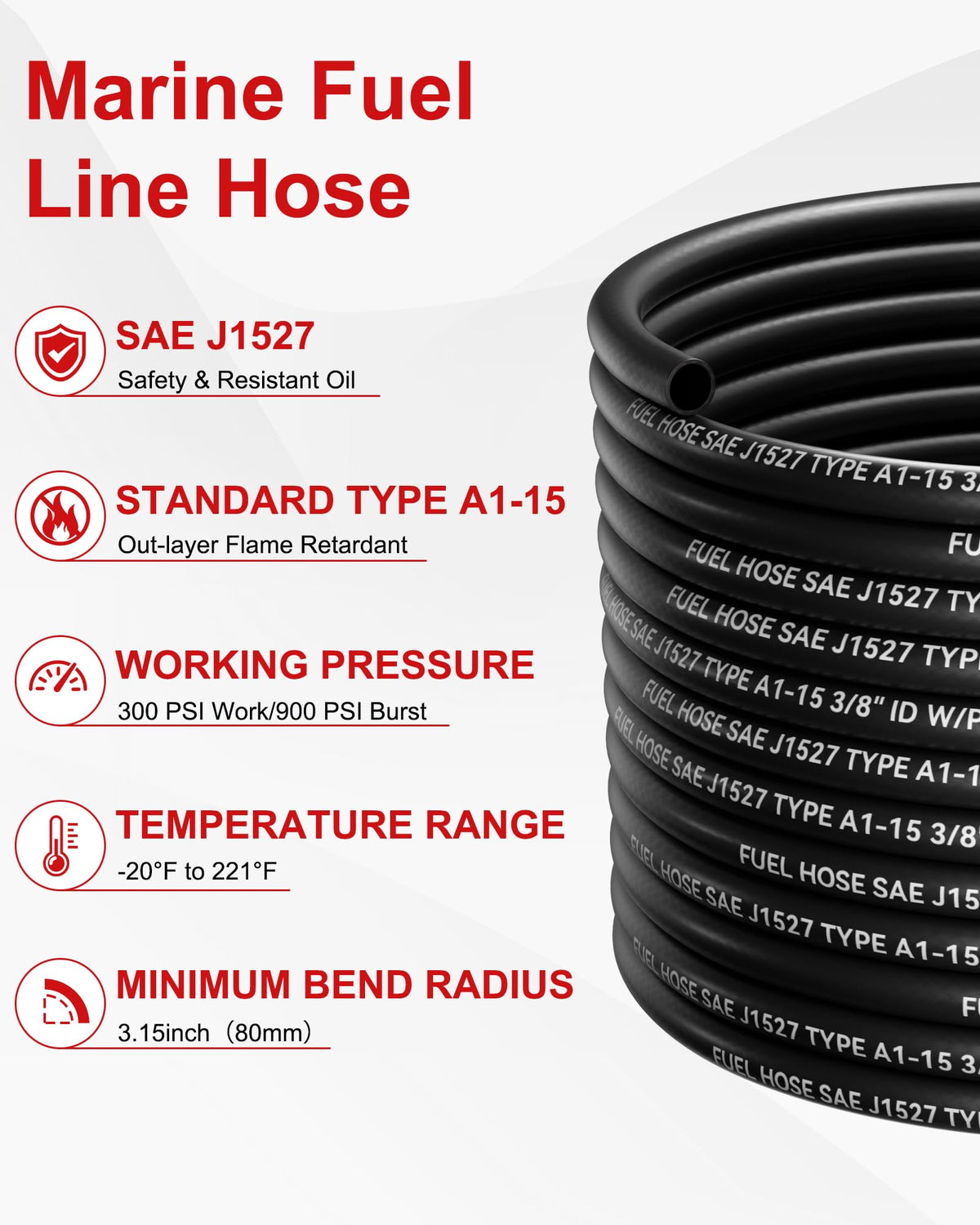 POHIR close-up of inner NBR tube texture showing smooth bore for fuel flow efficiency