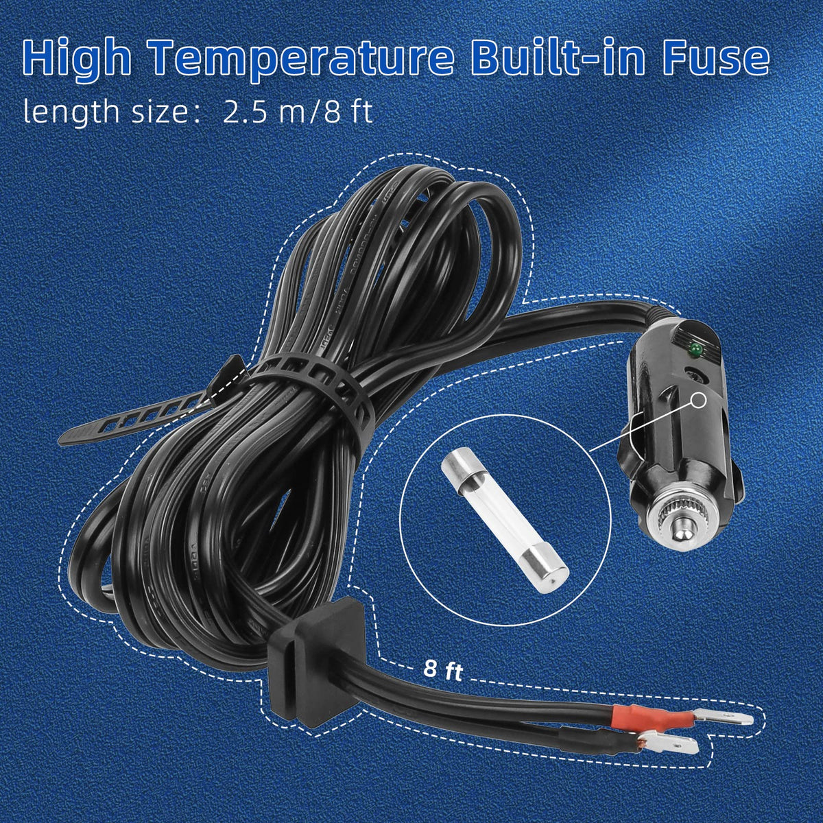 Pokin inline fused end close-up, protects cooler electrical circuit