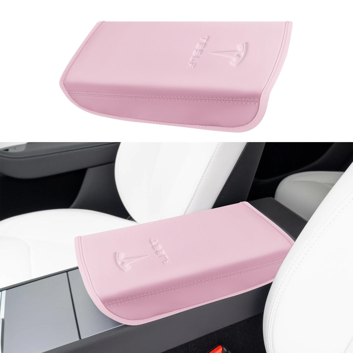 POKUNG front view of pink armrest cover showing neat fit and protection