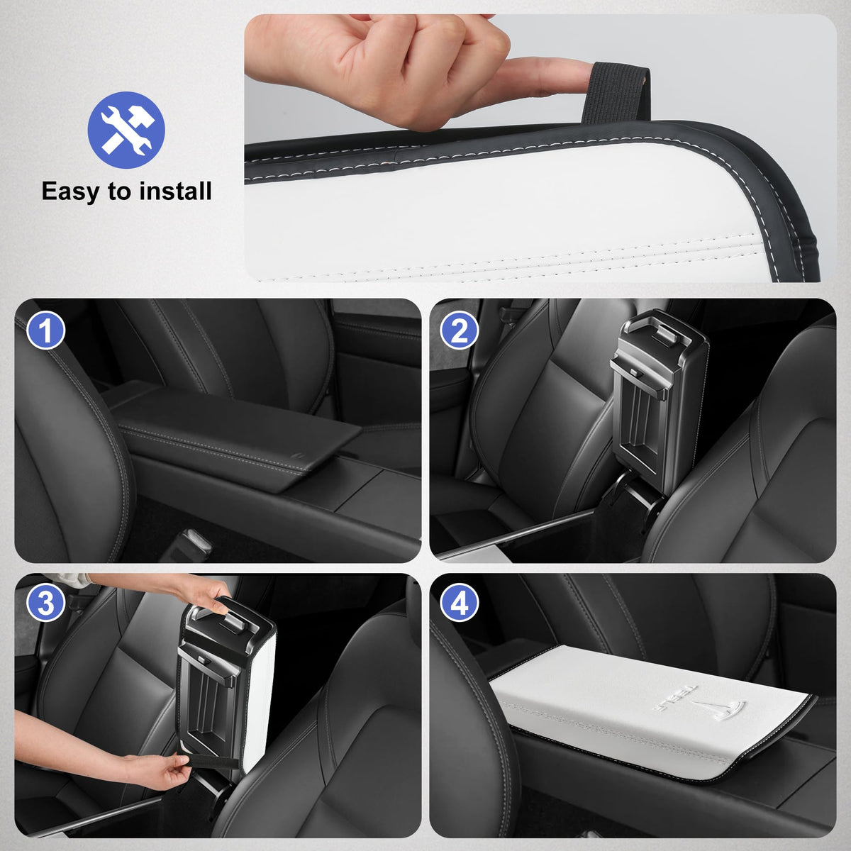 POKUNG lifestyle interior shot of driver using armrest showcasing added comfort and style