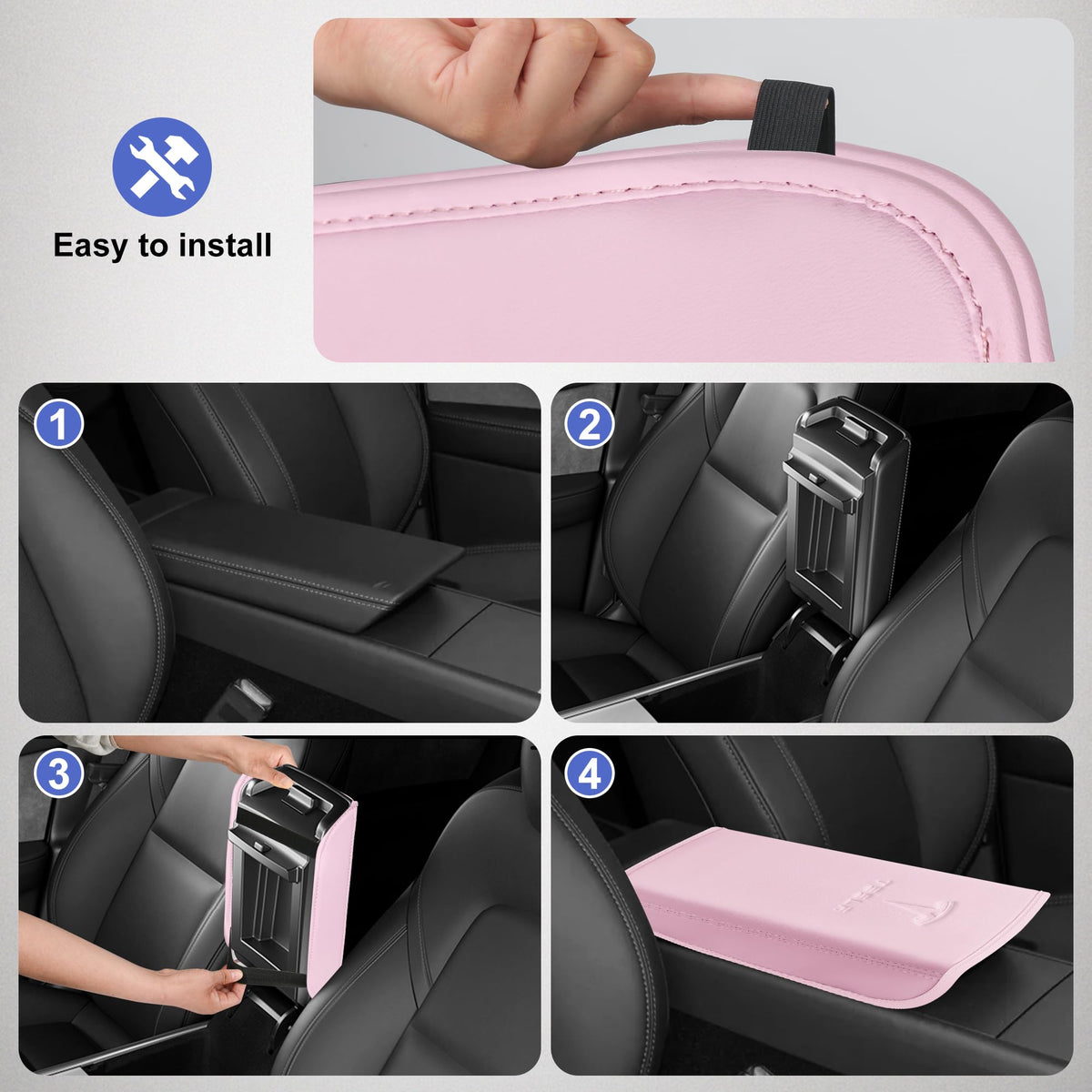 POKUNG lifestyle shot of Tesla interior adding stylish pink accent and protection