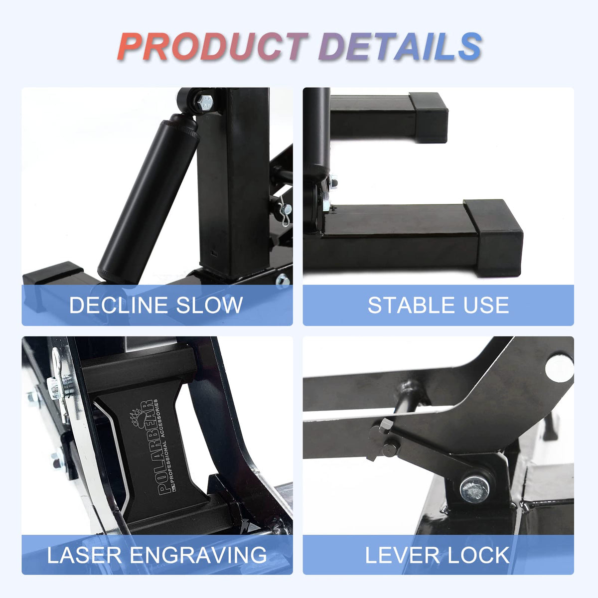 POLARBEAR handle and safety buckle close-up highlighting quick lock and smooth lift benefit
