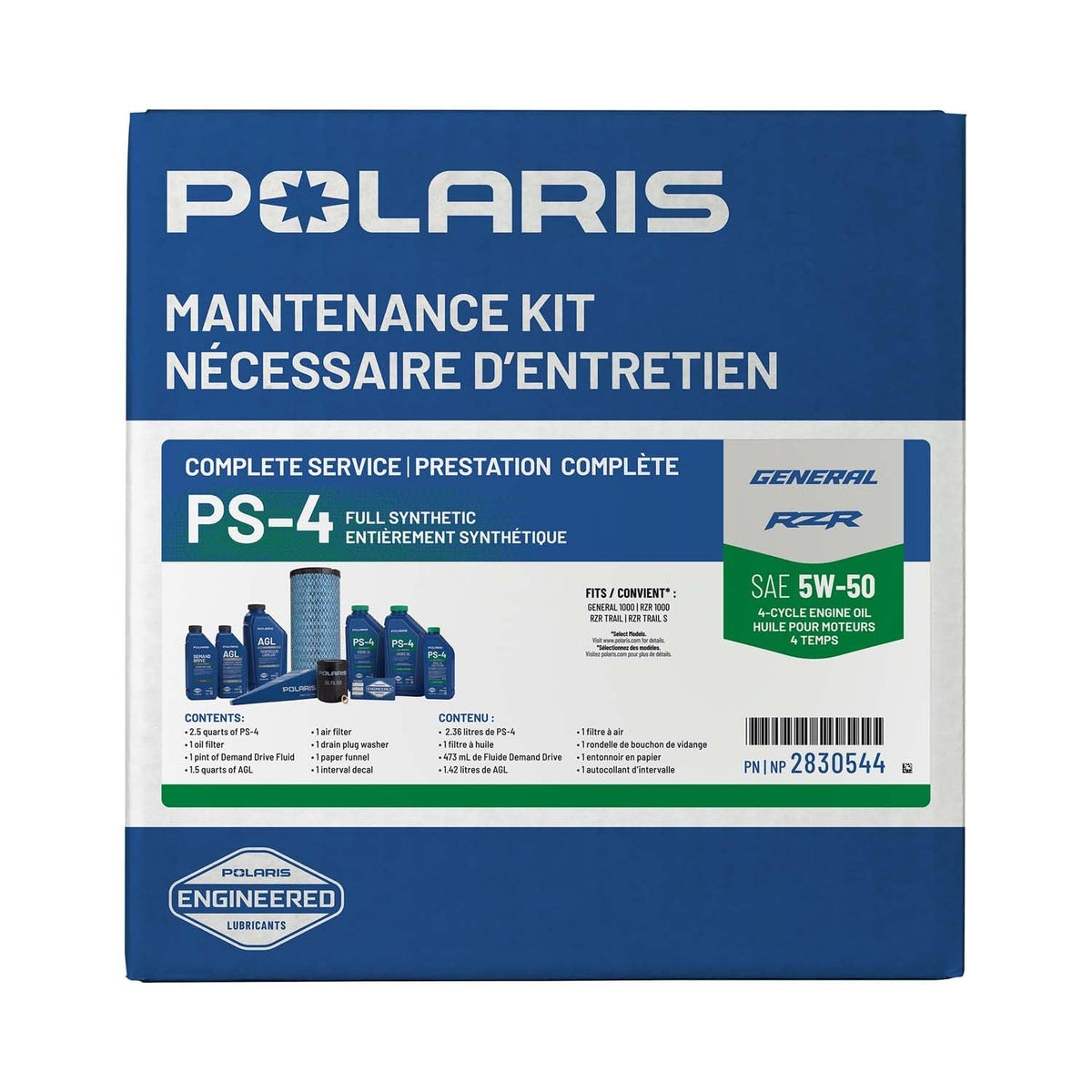 Polaris AGL transmission fluid bottles showing gearcase wear protection