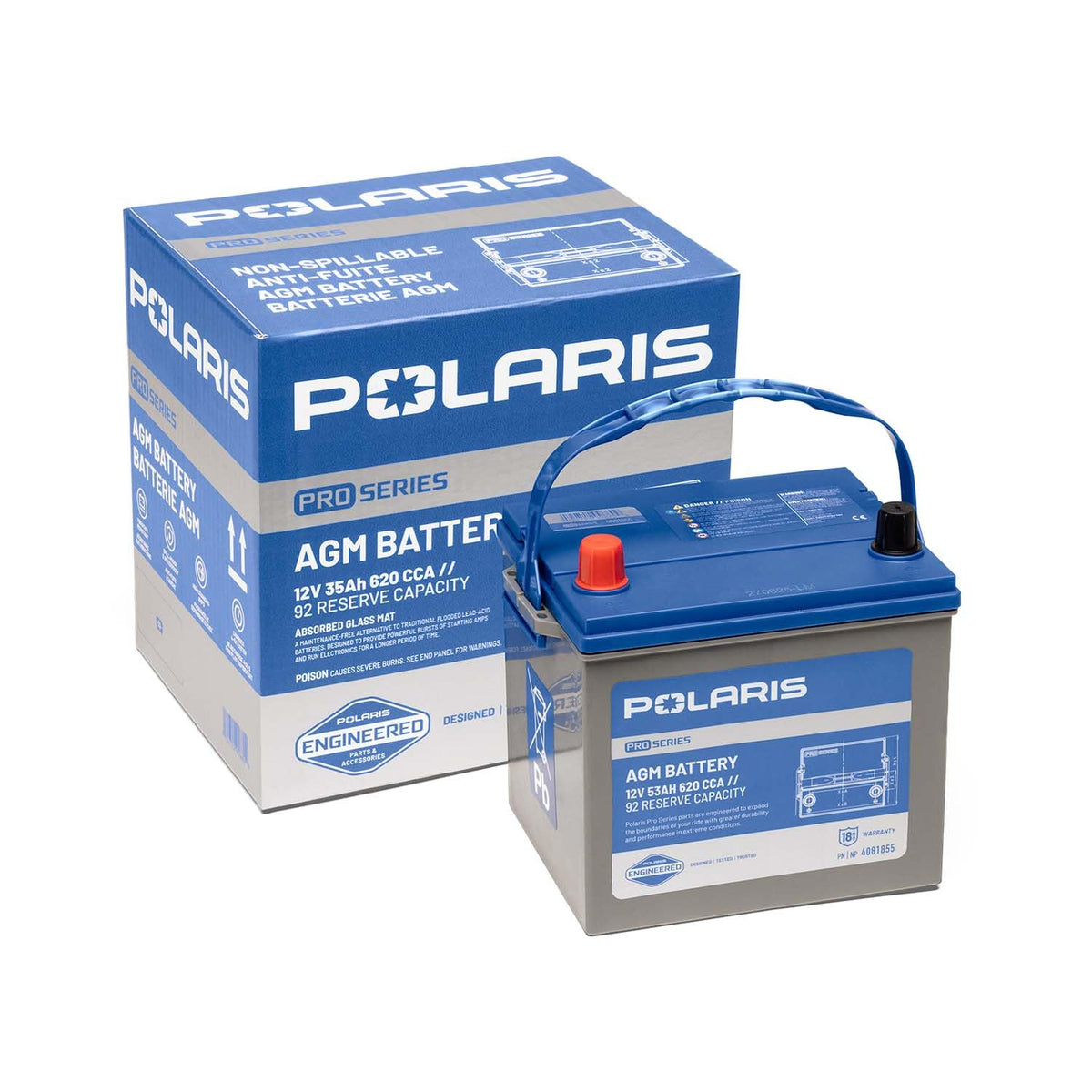 Polaris battery top terminals clear close-up for easy hookup and secure connection