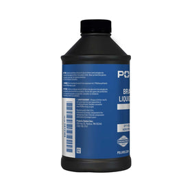 Polaris DOT 4 bottle cap and nozzle close-up demonstrating easy pour and spill reduction