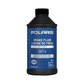 Polaris DOT 4 front bottle showing label and 12 oz size, clear brand identification and convenience