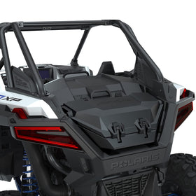 Polaris cooler mounted on RZR illustrating tool-free Lock & Ride mounting benefit