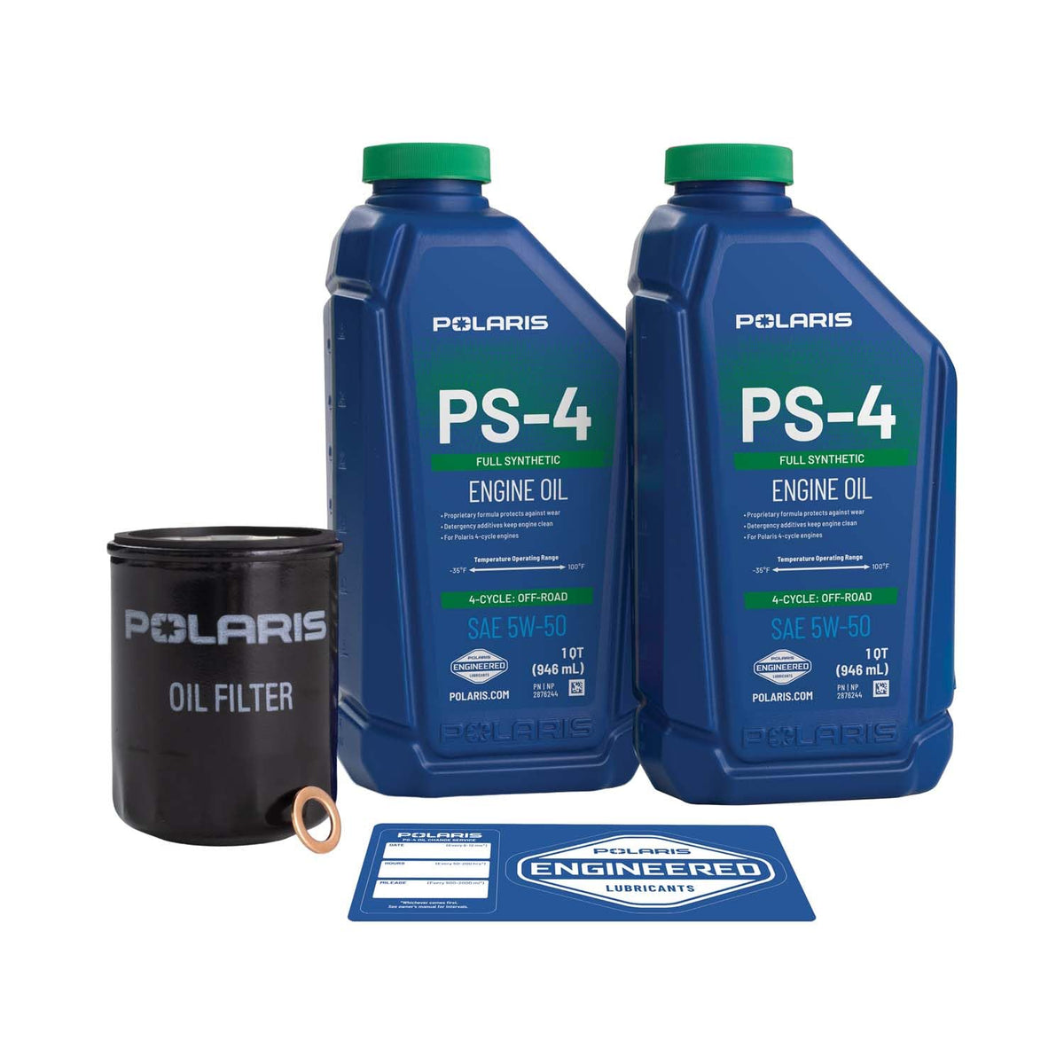 Close-up of Polaris oil filter with genuine OEM label ensuring correct fit and filtration