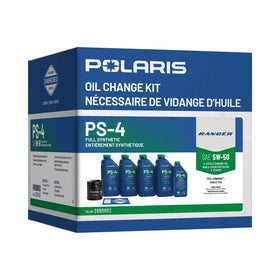 Pouring Polaris oil into RANGER engine during service to ensure proper fill