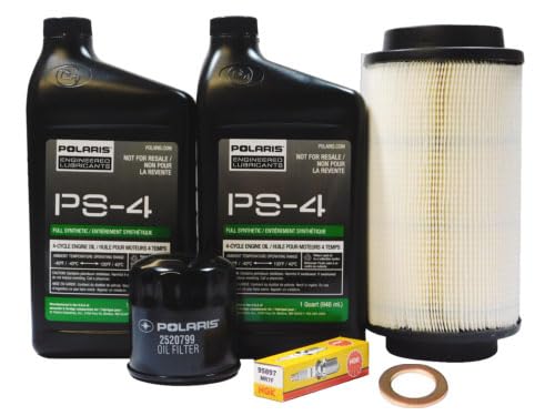 Polaris POL71 kit front view showing included oil, filters, and plug for easy maintenance