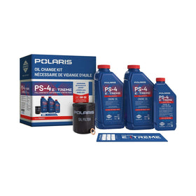 Polaris PS4 kit front packaging showing complete oil change contents and convenience