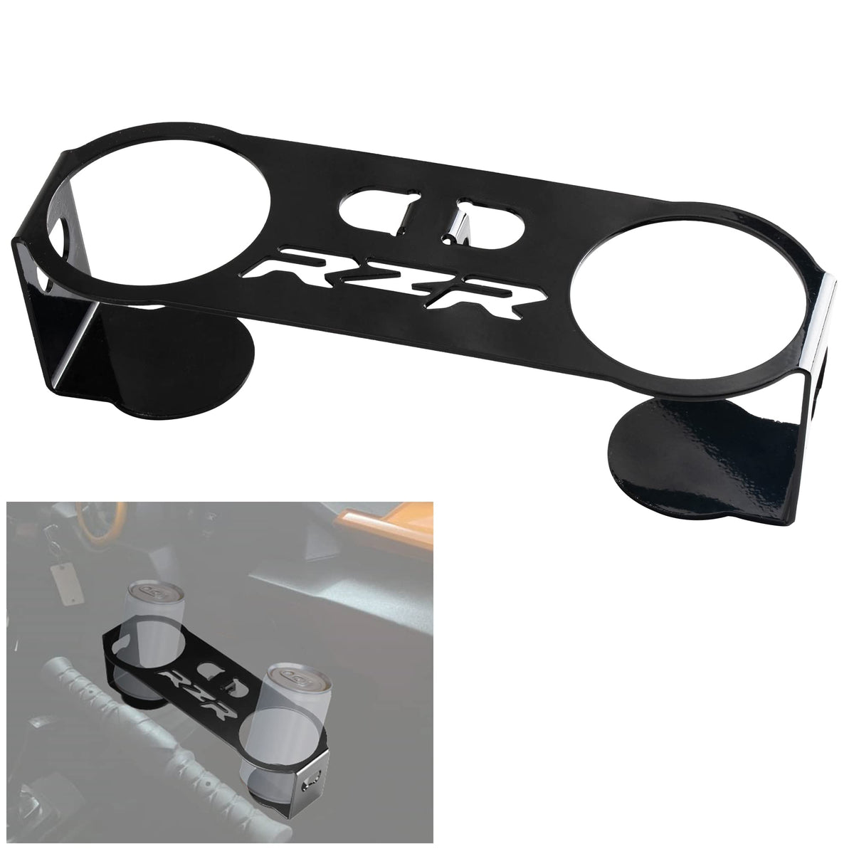 Generic garb bar cup holder side close-up showing steel construction benefit