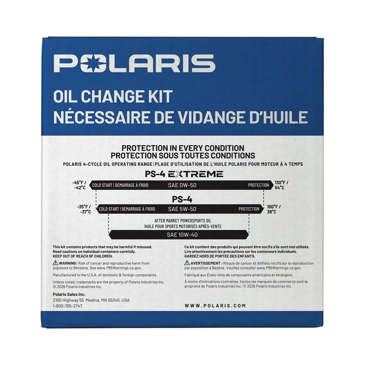 Polaris kit beside measuring tape showing scale and correct quantity of oil