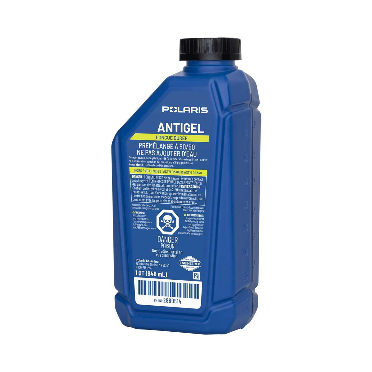 Polaris coolant liquid close-up showing clear premix consistency benefit