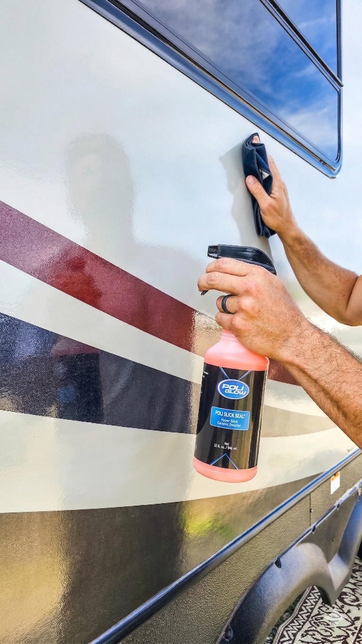 Poli Glow being applied to a boat hull for marine protection