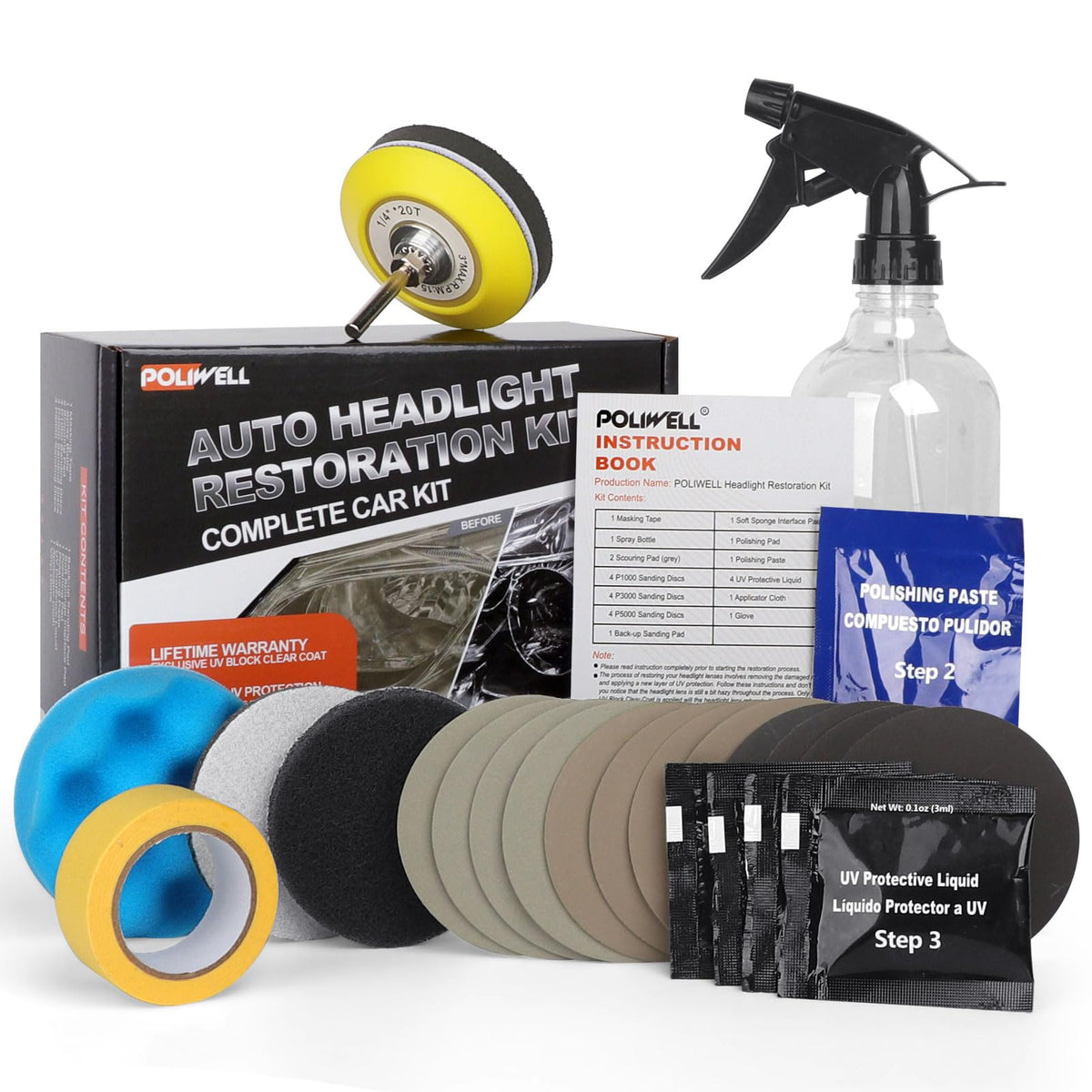 POLIWELL front packaging showing full 24-piece kit and contents benefit: ready-to-use set